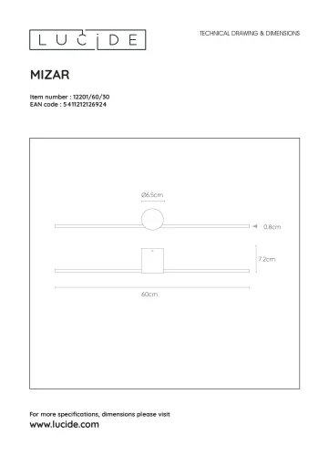Подсветка для картин LED Mizar 12201/60/30 Lucide чёрная в стиле современный фото 5